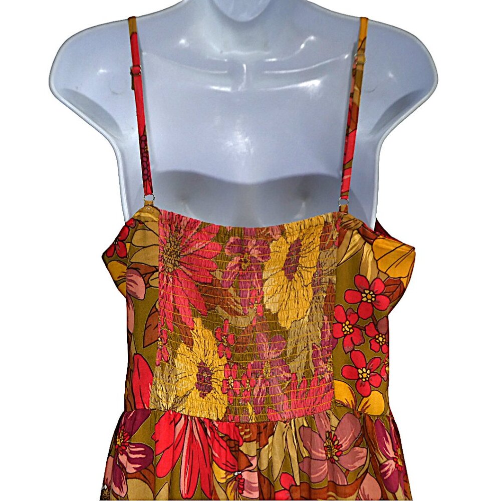 Angie Maxi Sundress Floral Twist Bust Open Crochet Waist Tiered Skirt A Line L - Picture 6 of 9